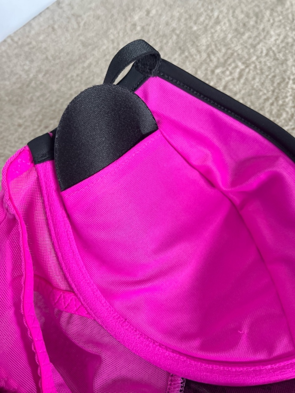 La Senza Hot Pink & Black Mesh Bustier Corset with Garters and Removable Padding - Picture 9 of 11